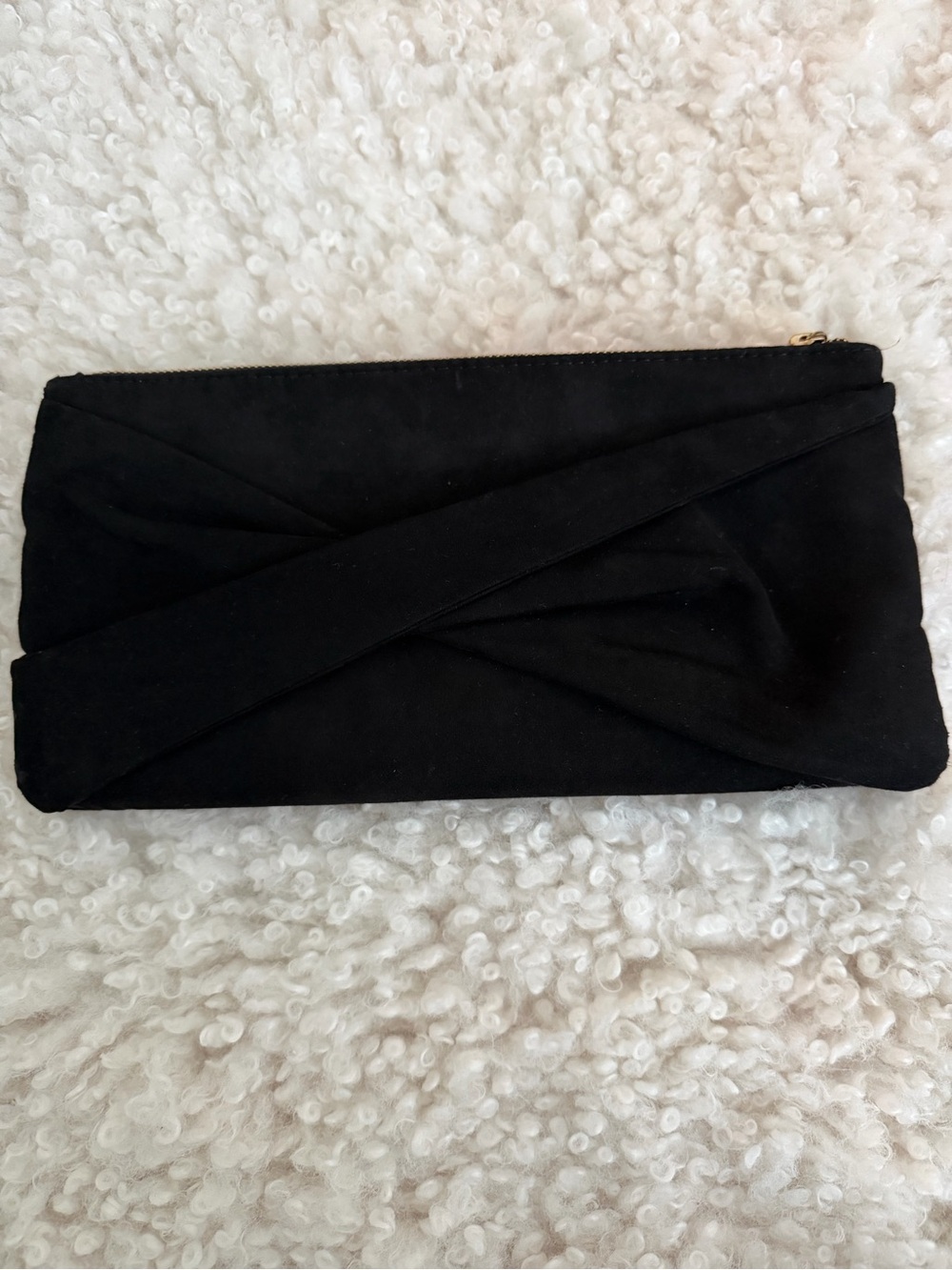 Express Black Fold-Over Suede Clutch